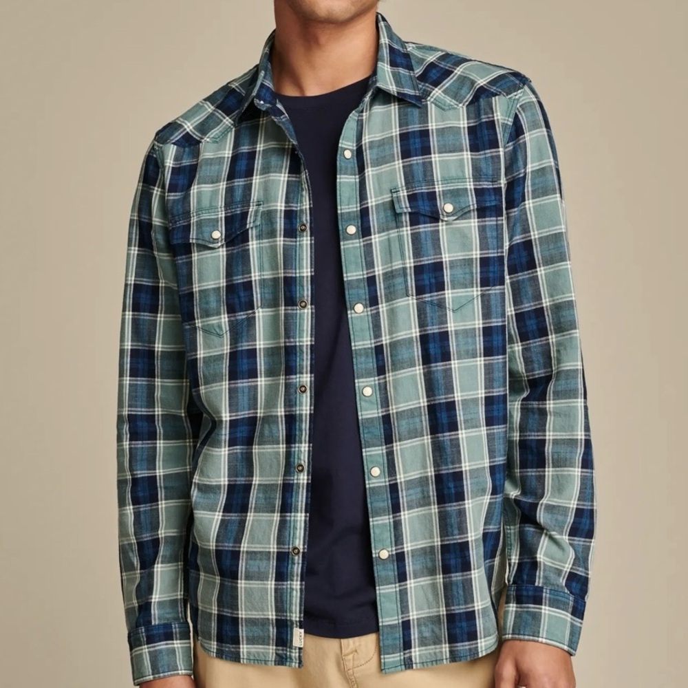Lucky Brand Indigo Wash Western Shirt, size XL